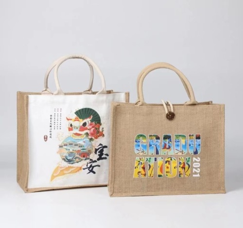 黄麻布包定制手绘袋购物宣传亚麻复古手提麻布袋定做