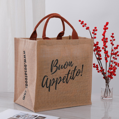 手提麻布袋大容量亚麻复古黄麻购物袋简约百搭广告宣传麻布袋