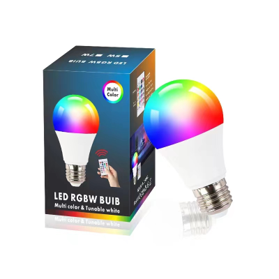 Remote Control Variable Light Bulb RGB Seven-Color Ambience Light Leda60 Colored Bulb E27 Screw Color Changing Bulb