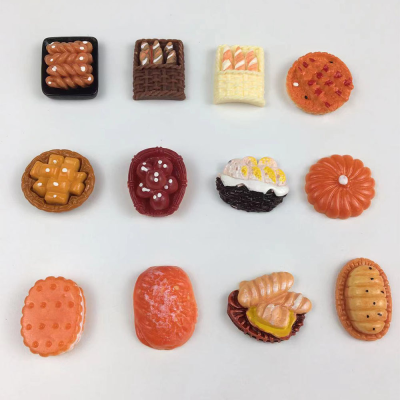 Mini Cake Hamburger Fries Steamed Buns Simulation Candy Toy Resin Accessories Phone Case Toy Box Refridgerator Magnets Accessories