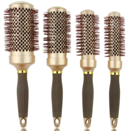 factory wholesale golden ceramic anion paddle brush inner bule big wave hair curling comb air comb hair salon styling comb