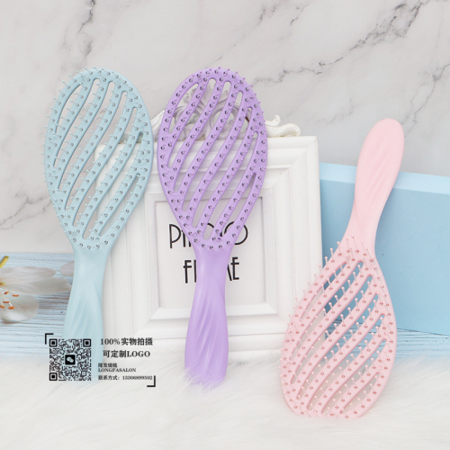 new women‘s hairdressing comb shell-shaped multicolor cutout smooth hair massage comb fluffy high skull top hollow comb