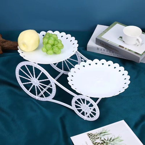 dessert table decoration bicycle european white dim sum rack two-layer fruit plate birthday party layout cake shelf