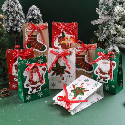 christmas gift bag halloween candy paper bag ins birthday packaging bow snowflake hand gift bag gift bag