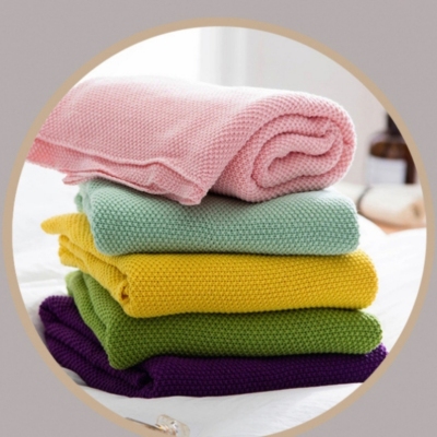 Cross-Border Hot Selling Cotton Knitted Blanket Nap Blanket Chenille Mossstitch Knitted Blanket Sub-Factory Spot Sofa Cover Blanket