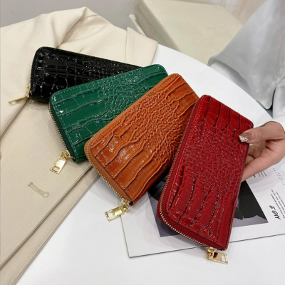 Long Wallet Card Holder Ticket Holder Wallet Crocodile Leather Pattern Wallet Women's Wallet Clutch High-End Wallet