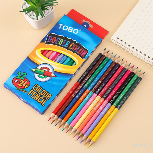 cross-border in stock double-headed 12 color pencil english version color lead art drawing crayons studio coloring pen wholesale