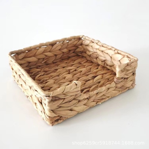 简约桌面杂物编织收纳篮托盘零食编织筐装饰摆件收纳筐收纳纯手工