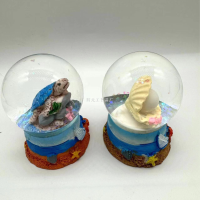 Ocean Shell Dolphin Turtle Crystal Ball Resin Decorations Creative Mediterranean Glass Water Ball Children's Gifts