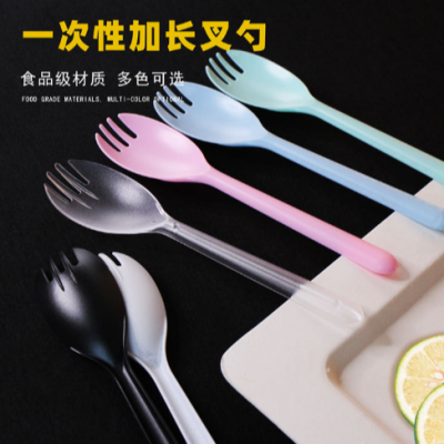 Disposable Spoon Plastic Spoon Milk Tea Grass Jelly Spoon Colorful Fruit Tea Spoon Wholesale Long Handle Spoon 21cm