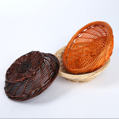 Large Wholesale Wicker Thick Edge Fruit Basket Wicker Woven Clay Pot Basket Woven Basket Casserole Basket
