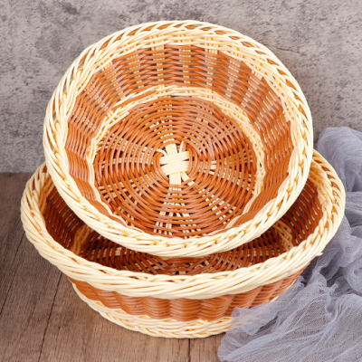 Factory Customized Imitation Rattan Basket Bread Basket Plastic Woven Basket Supermarket Hotel Storage Display Basket