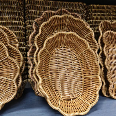 Handmade Knitted Basket Living Room Home Fruit Basket Heart-Shaped Creative Rattan-like Knitted Basket Snack Snack Storage Basket
