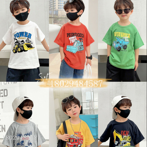 children‘s clothing middle and big children‘s top collar short sleeve cotton short sleeve t-shirt 5-9 years old boys and girls mixed hair half sleeve supplies for stall and night market