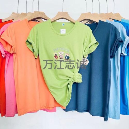 95 cotton special offer girls‘ t-shirt summer korean casual half sleeve women‘s cotton short sleeve 2024 stall supply stock wholesale