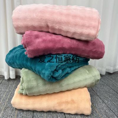 Bubble Hibiscus Single Layer Plain Color Flannel Coral Fleece Foreign Trade Home Textile Bedding Blanket Air Conditioner in Stock Hot Sale
