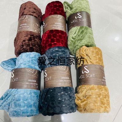 Spot Football Blanket Thickening Plain Color Large Mesh Flannel Blanket Jacquard Foreign Trade Gift Blanket Wholesale New