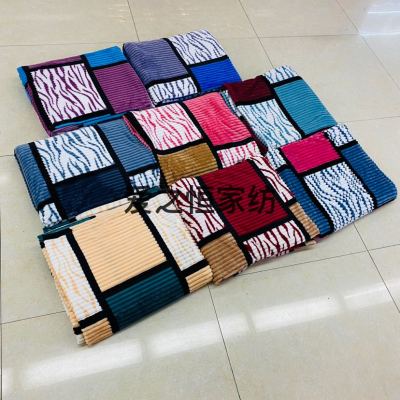 2023 New Duplex Printing Striped Blanket Leopard Print Retro Color Matching Flannel Coral Fleece Nap Small Blanket