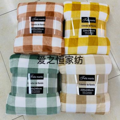 Exclusive for Cross-Border Coral Fleece Blanket Custom Wholesale Thickening Print Flannel Gift Blanket Plaid Blankets