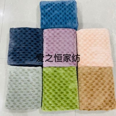 Foreign Trade Thickened Solid Color Houndstooth Sofa Cover Flannel Blanket Coral Fleece Office Air-Conditioning Blanket Gift Blanket