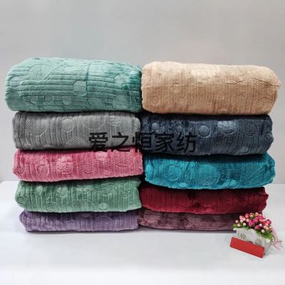 Blanket Single Layer Solid Color Layering Straight Embossed Flannel Nap Single Leisure Blanket Air Conditioning Blanket Blanket Coral Fleece