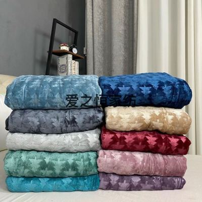 Pine Tree Christmas Embossed Blanket Flannel Bed Sheet Double-Sided Solid Color Coral Fleece Foreign Trade Tail Order Hot Sale Spot