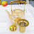 Crystal Borosilicate Glass Teapot Amber Diamond Pattern Stainless Steel Gold Mesh Handle Loop-Handled Teapot