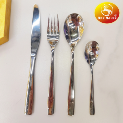 410 Stainless Steel Bright A15 Bare Square Tail Handle Knife, Fork and Spoon Small Spoon Western Tableware