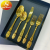 One House410 Stainless Steel Gold Plated Auspicious Flower Knife, Fork and Spoon Small Spoon Fork 4/5PCs Tableware Set