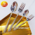 201 Non-Magnetic Stainless Steel Small round Head Gold-Plated Salad Fork Tea Spoon Fork Tableware