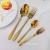 201 Non-Magnetic Stainless Steel Small round Head Gold-Plated Salad Fork Tea Spoon Fork Tableware