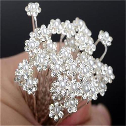 new hot sale alloy pearl u-shaped hair pin bride coiled hair hairpin pearl flower diamond hair clip wholesale