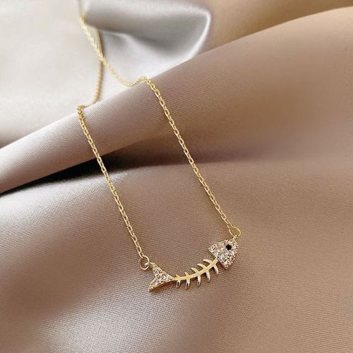 Cold Style Dongdaemun Fishbone Necklace New Titanium Steel Clavicle Chain Female Korean Temperament Personal Influencer Pendant