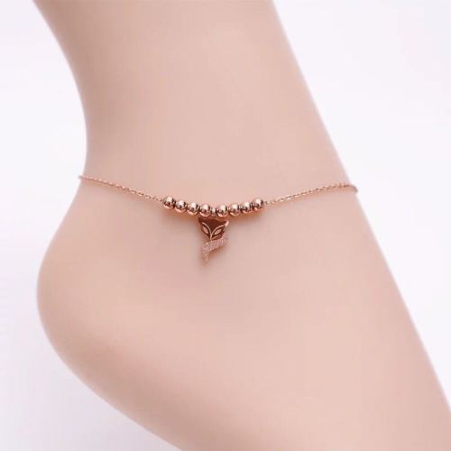 Korean Style Fox Female Titanium Steel No Fading Simple Fashion Personality Internet Famous Sexy Ankel Chain New Rose Gold