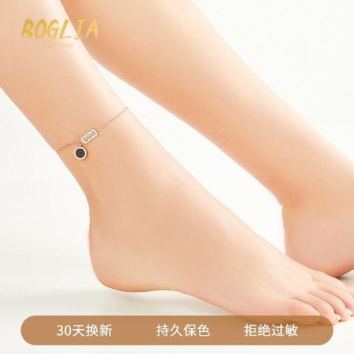 Korean Style Titanium Steel Anklet Simple Personality Roman Pattern Ankel Chain Women‘s Mori Style TikTok Non-Fading Sexy Net
