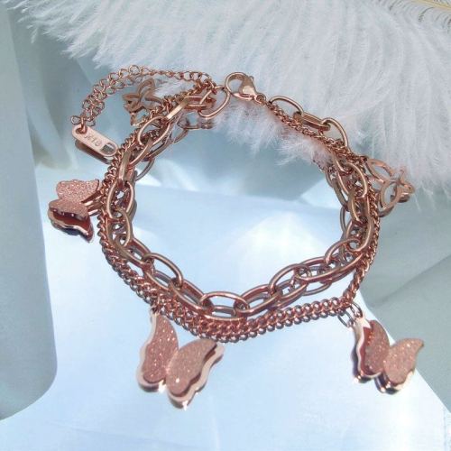 Anti-Allergy Butterfly Double Layer Rose Full Bracelet Trending on TikTok Fast Hand Hot Double Layer Butterfly Factory Direct Sales