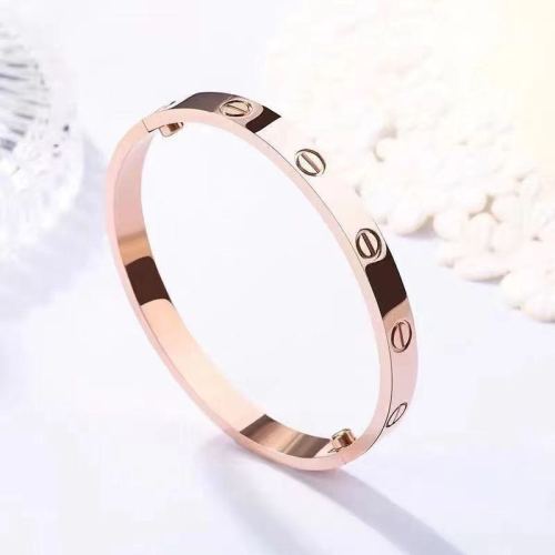 Women‘s Korean-Style Fashion Full Nail Rose Gold Elegant Titanium Steel Bracelet Online Influencer Fashion Simple All Match Jewelry