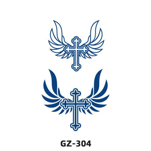 防水耐用草本栀子蓝色纹身女女生手臂腿胸部人体艺术临时纹身贴纸