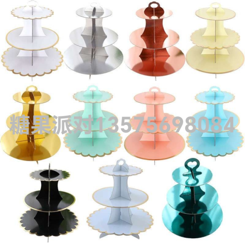 disposable multi-yer paper cake ra birthday party deployment and decoration tee-yer gilding dessert table cake tray