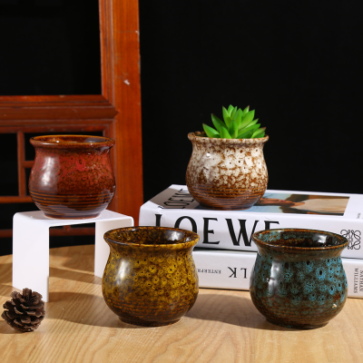Ceramic Succulent Flower Pot Stoneware Breathable Succulent Bonsai Plain Burning Simple Ceramic Finger Pot Small Flower Pot