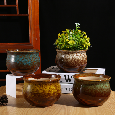 Stoneware Raw Soil Fired Glazed Succulent Plant Ceramic Flowerpot Minimalist Creative Bonsai Greenery Thumb Set Combination