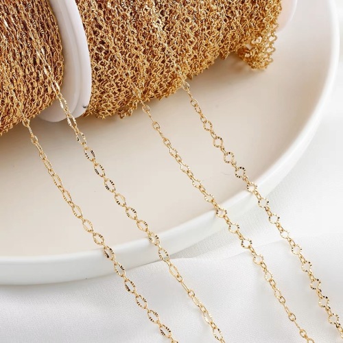 14k包保色长方形O字链 嘴唇链条 diy耳饰手链项链 珍珠链饰品配件