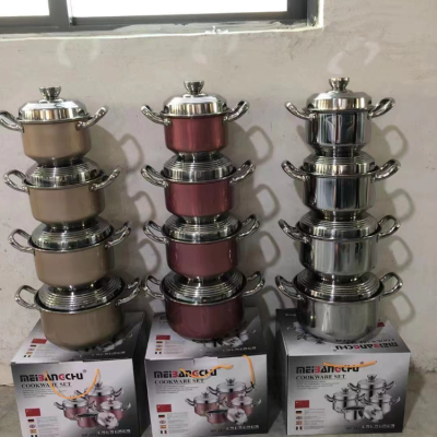 Export Stainless Steel Cookware Set Single Bottom Stainless Steel Pot 3pcs 4pcs Pot Set Stainless Steel Soup Pot Gift