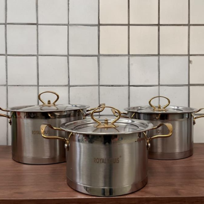European-Style Straight Angle Pot Stainless Steel Soup Pot Titanium-Plated Handle Pot Set Thickened and Large-Capacity Multi-Functional Soup Bucket Commercial
