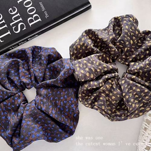 韩版印花挂珍珠布艺大肠发圈高级感双层小蛮腰发绳气质扎头绳头花