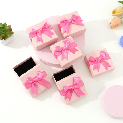 Jewellery Box Bow Ribbon Packing Box Ring Necklace Eardrops Stud Earrings Paper Jewelry Box Gift Box Wholesale