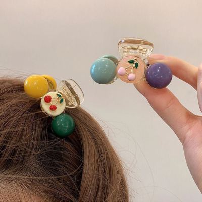 Elegant Cherry Barrettes Exquisite Bang Clip Forehead Internet Influencer Hairpin Princess Shark Clip 2023 New Small Jaw Clip