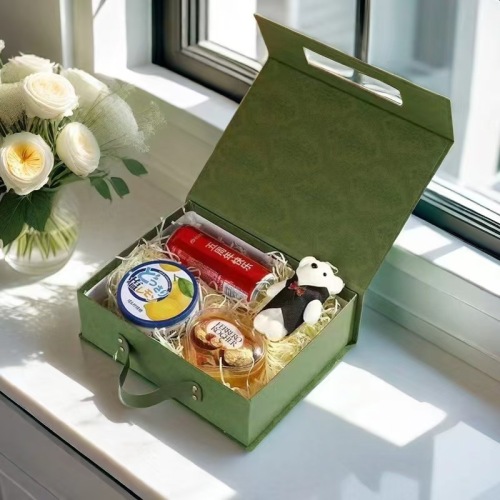 复古绿手提空盒回礼盒森系翻盖礼品盒伴娘伴手礼中式喜糖盒包装盒