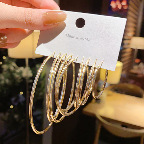 sterling silver needle european and american high-key dignified big circle ear studs fashion personality trend earrings popular on web ear rings