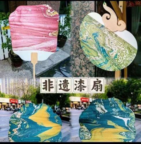 diy internet celebrity floating paint ancient fan non-heritage culture handmade floating paint fan paint fan material paage diy paint activity national fashion